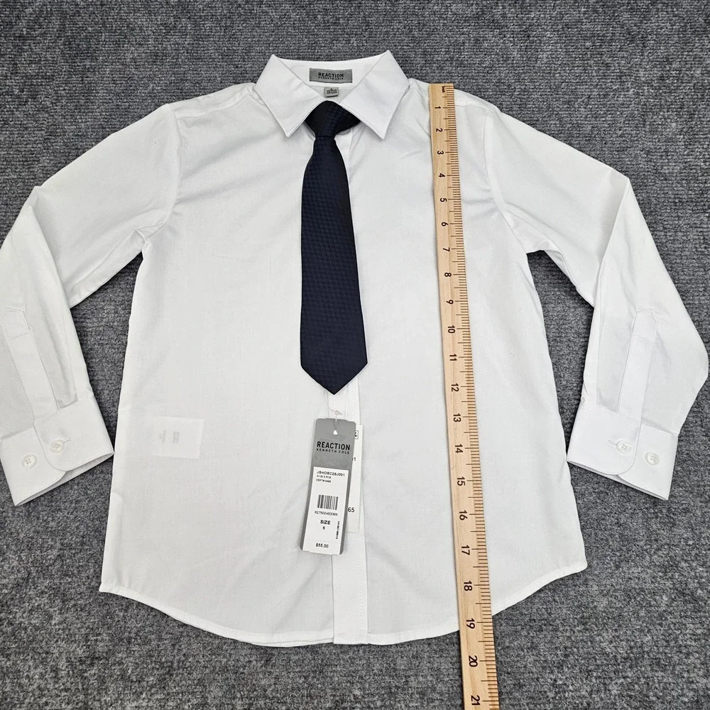 Kenneth Cole Reaction Dress Set Boys Size 6‎ Black / White Pants Shirt Tie NWOT